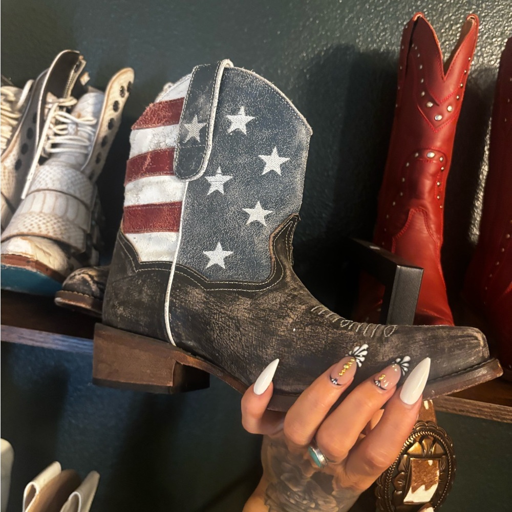 Roper Denim and Leather Star Ankle Boots worn twice